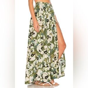 Free People Hot Tropics Woven Maxi Skirt in Moss